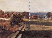 Wilhelm Trubner Landscape with Flagpole USA oil painting artist